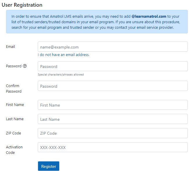 Registration form Registration form